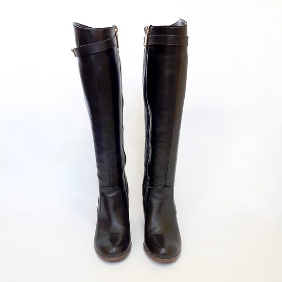 TOMMY HILFIGER Mackenze Zip Up Boots in Black Leather with Gold Hardware - Picture 2 of 16
